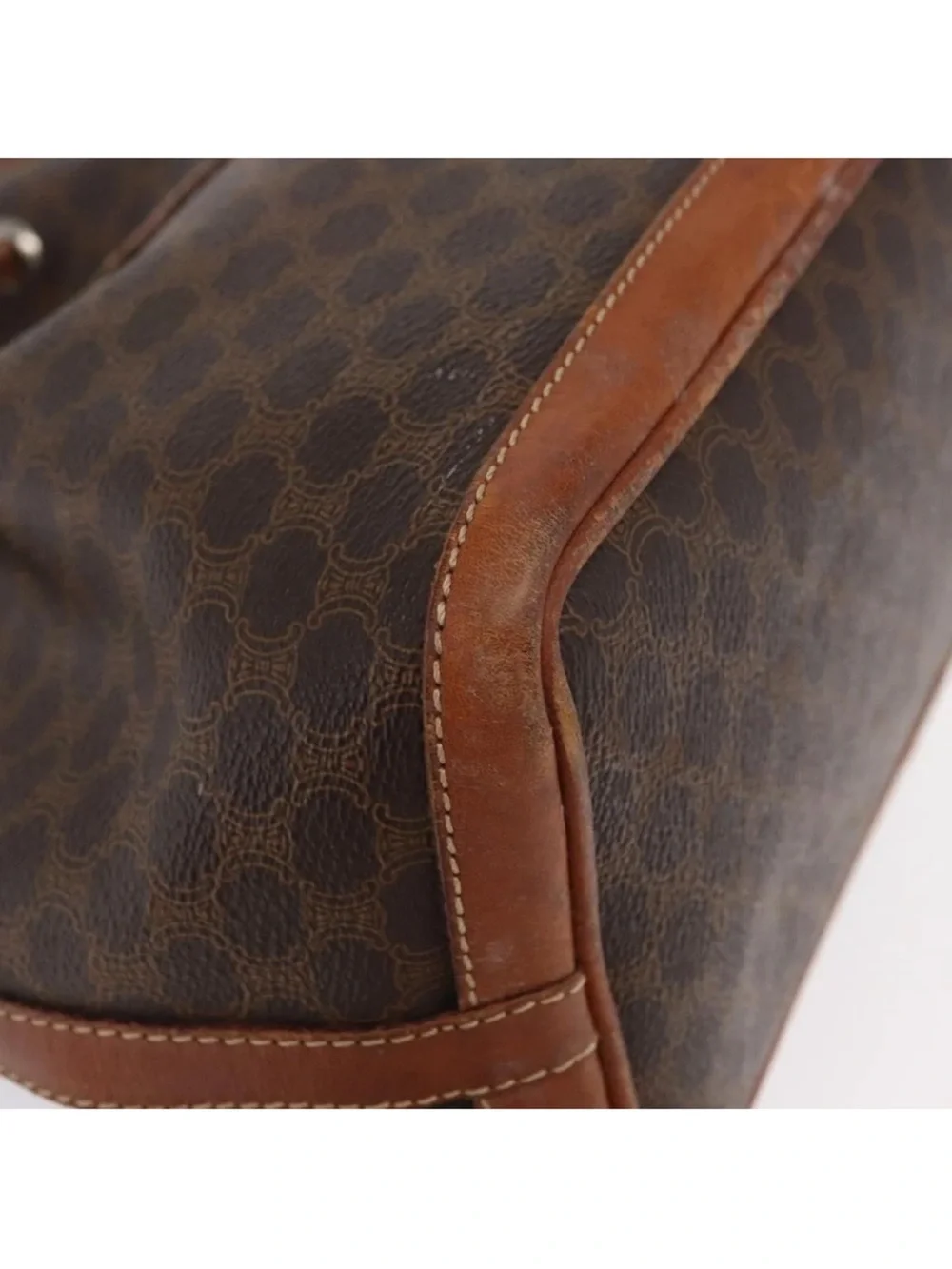 Celine Brown Monogram Drawstring Satchel